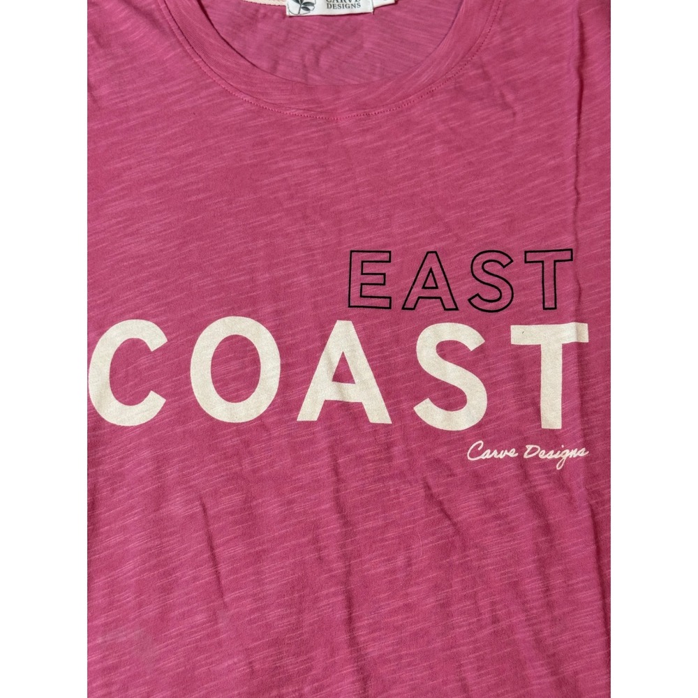 NEW Carve Designs Small Pink Crew Neck Short Sleeve East Coast Shirt 100% Cotton - Picture 4 of 9